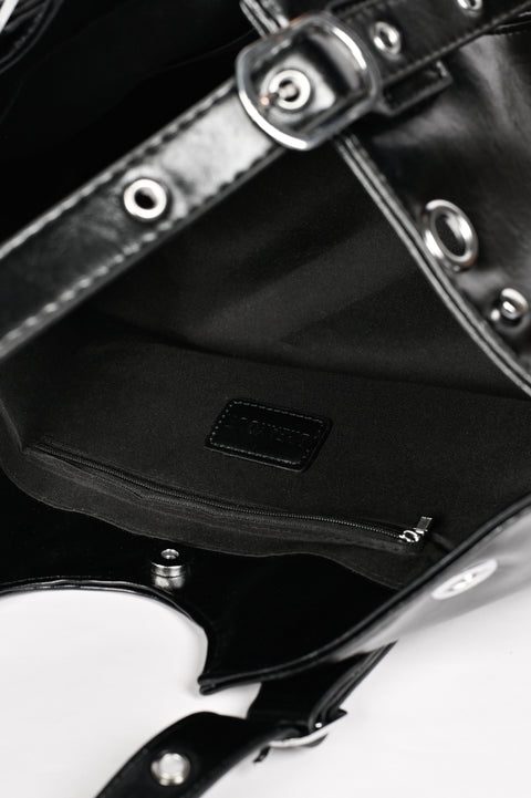 PATENT BUCKLED TOTE BAG