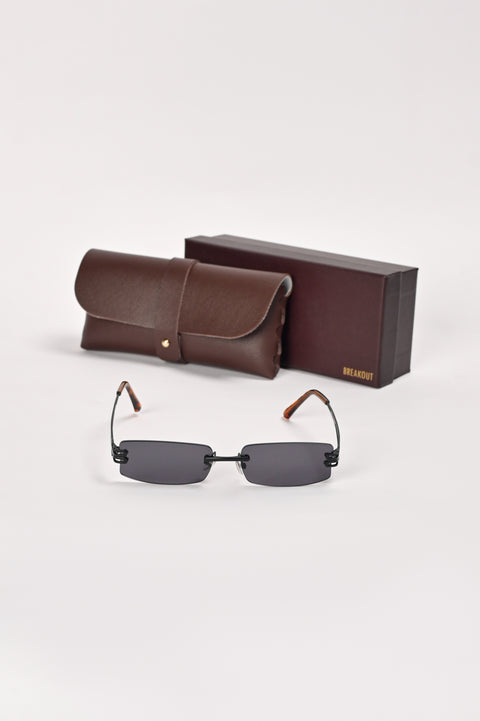 RIMLESS RECTANGULAR SUNGLASSES
