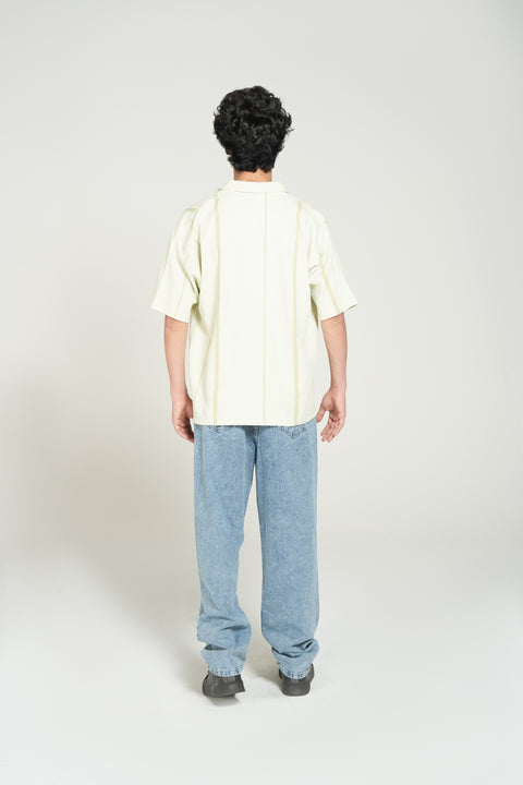 BAGGY FIT BUTTON DOWN TEXTURED PRINTED POLO