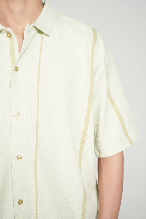 BAGGY FIT BUTTON DOWN TEXTURED PRINTED POLO