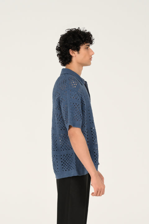 BAGGY FIT BUTTON DOWN KNITTED POLO