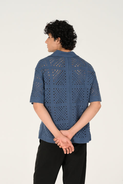 BAGGY FIT BUTTON DOWN KNITTED POLO