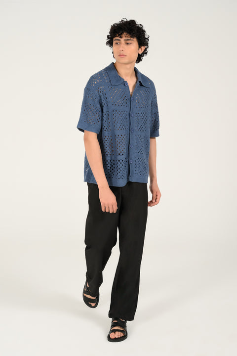 BAGGY FIT BUTTON DOWN KNITTED POLO