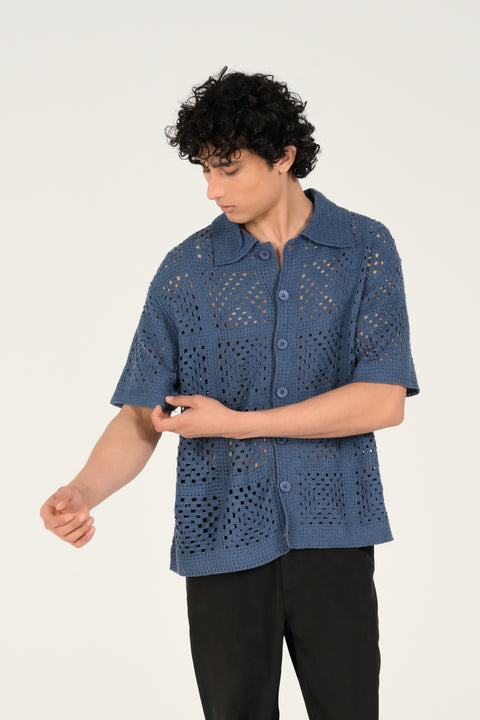 BAGGY FIT BUTTON DOWN KNITTED POLO