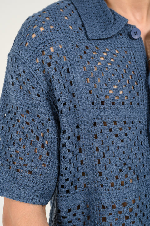 BAGGY FIT BUTTON DOWN KNITTED POLO