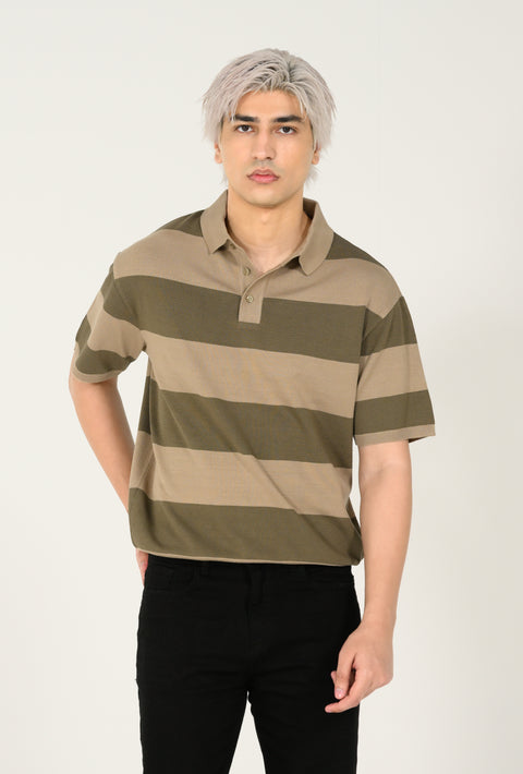 KNITTED STRIPED POLO