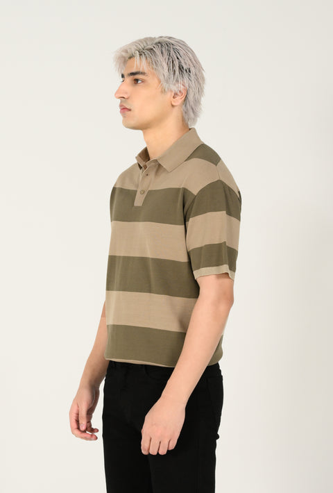 KNITTED STRIPED POLO