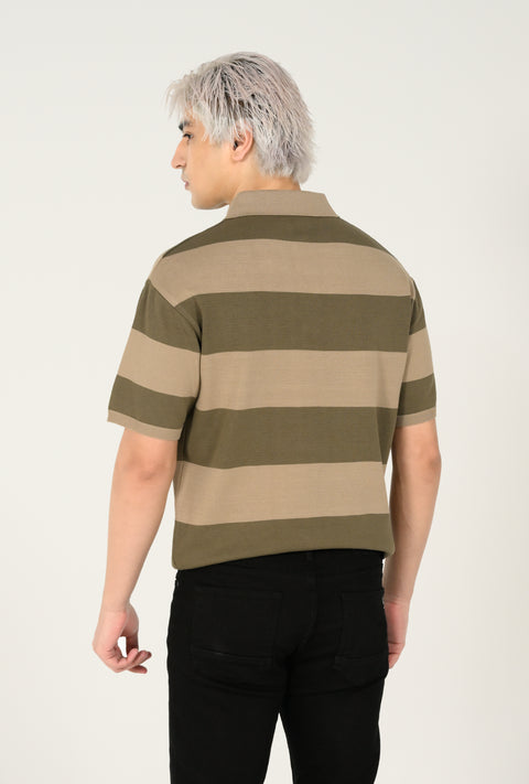 KNITTED STRIPED POLO