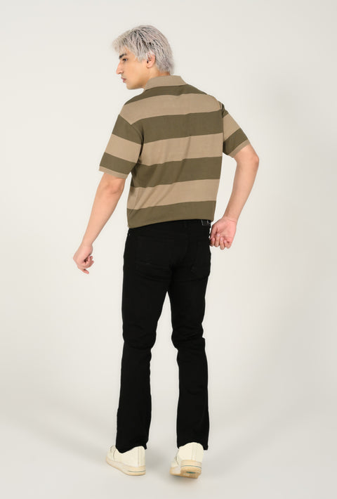 KNITTED STRIPED POLO