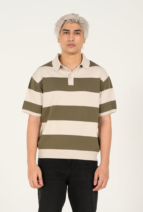 KNITTED STRIPED POLO