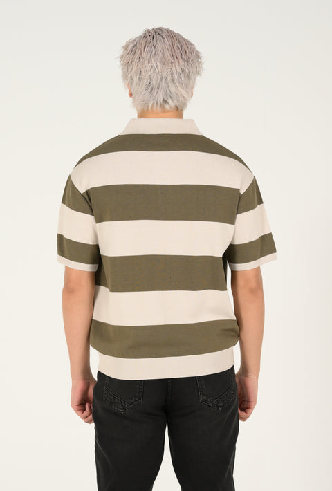 KNITTED STRIPED POLO
