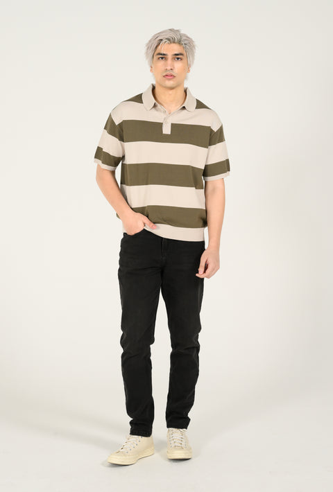 KNITTED STRIPED POLO