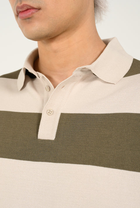 KNITTED STRIPED POLO