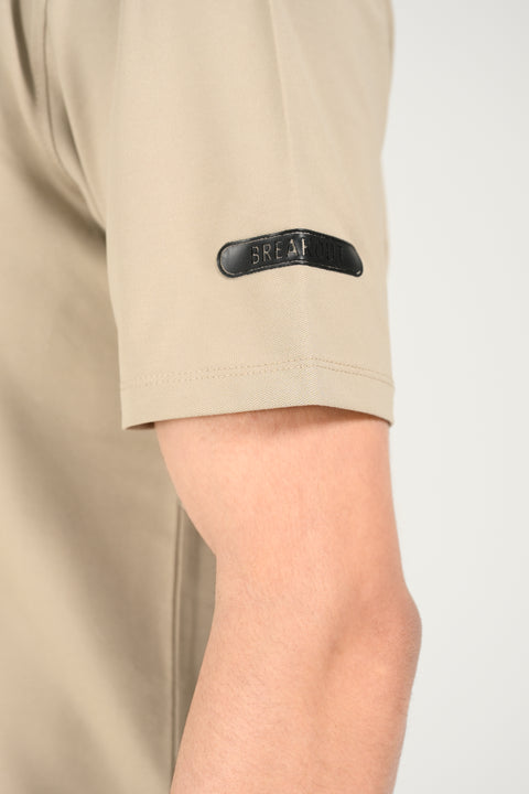 STRETCH TEXTURED ZIP PLACKET POLO