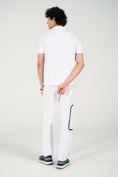 STRETCH TEXTURED ZIP PLACKET POLO