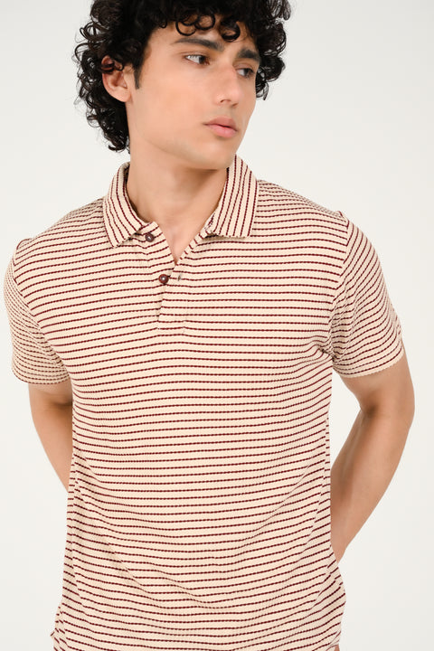 TEXTURED STRIPED POLO