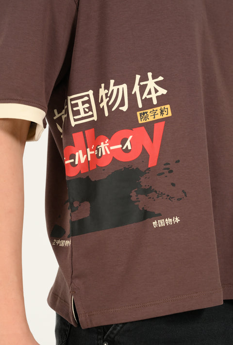 BOXY FIT CONTRAST RESORT COLLAR GRAPHIC POLO