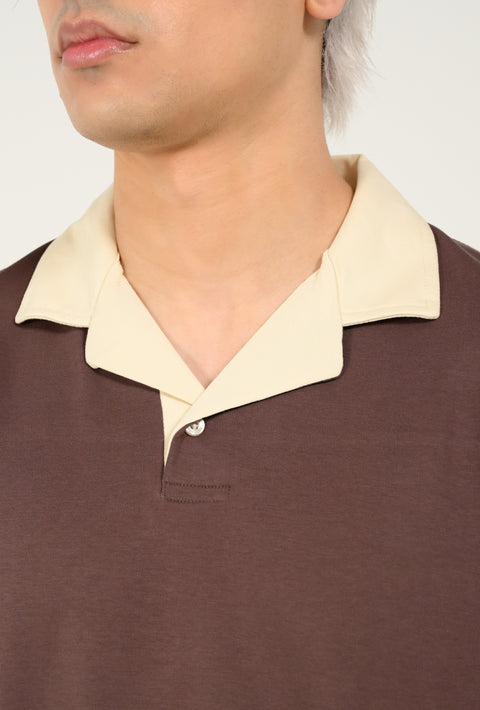 BOXY FIT CONTRAST RESORT COLLAR GRAPHIC POLO