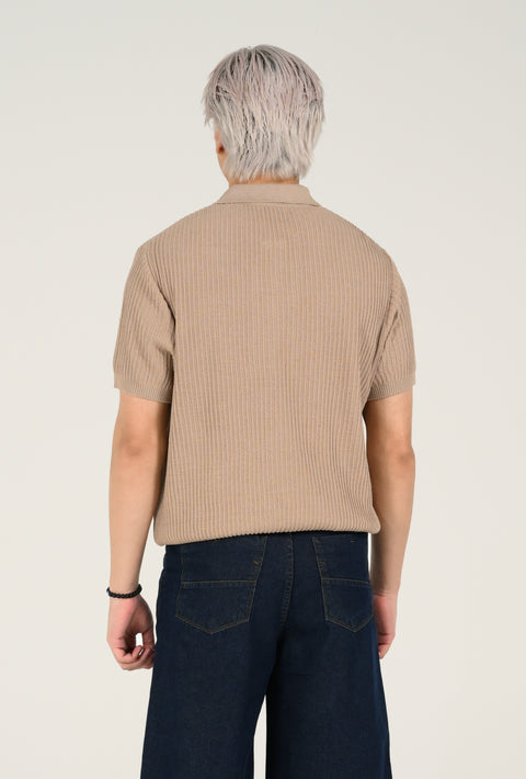 ZIP PLACKET KNITTED POLO