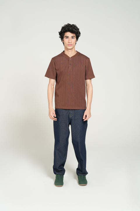 TEXTURED STRIPED HENLEY
