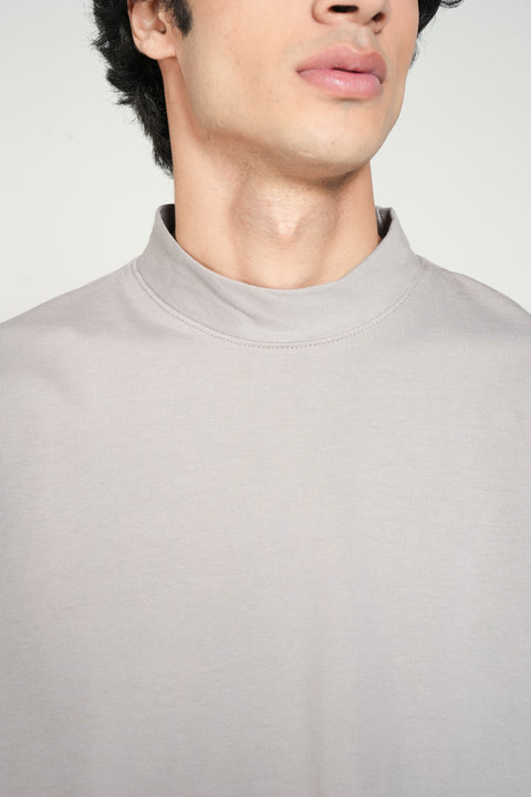 BOXY FIT MOCK NECK TEE