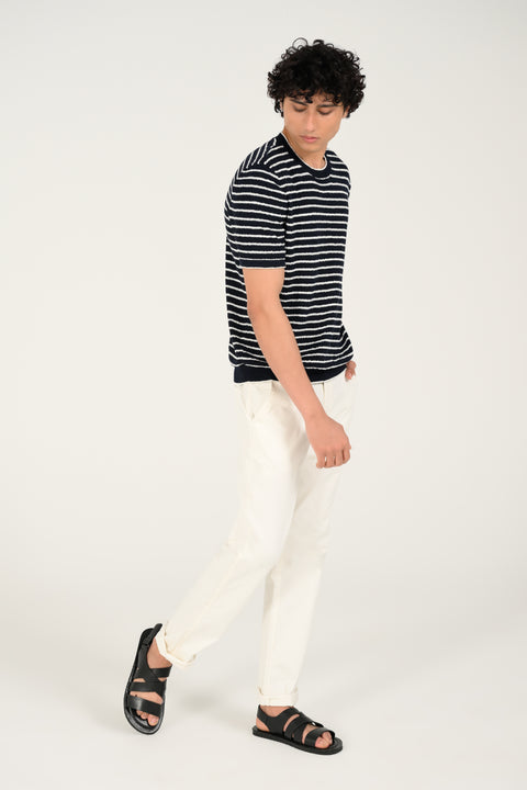 TEXTURED STRIPED KNITTED TEE