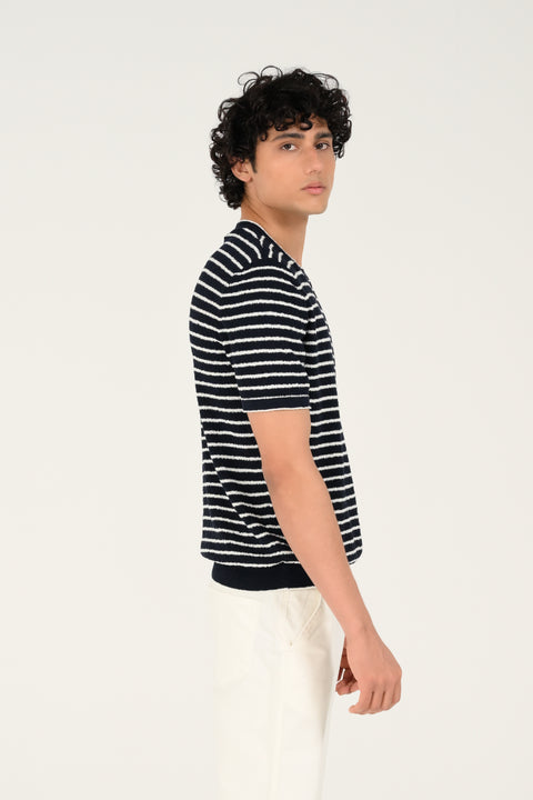 TEXTURED STRIPED KNITTED TEE