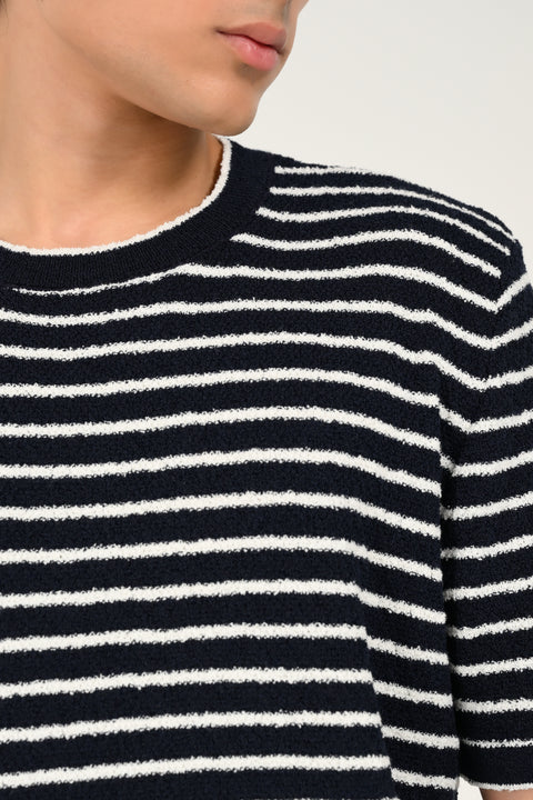 TEXTURED STRIPED KNITTED TEE