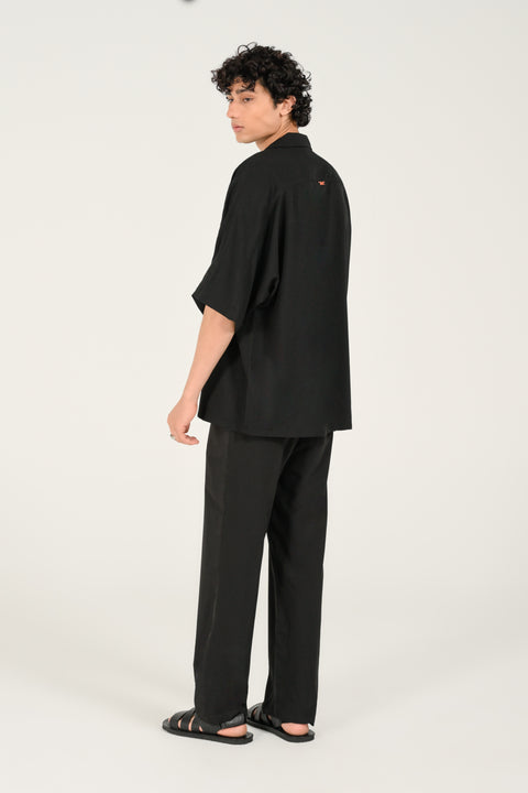 BAGGY FIT KIMONO SLEEVE RESORT COLLAR SHIRT