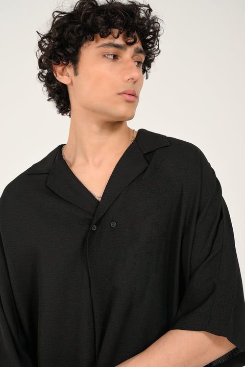 BAGGY FIT KIMONO SLEEVE RESORT COLLAR SHIRT