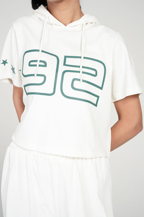 GRAPHIC BOXY TEE WITH HOOD
