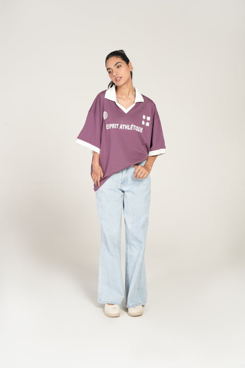 GRAPHIC OVERSIZED POLO TEE