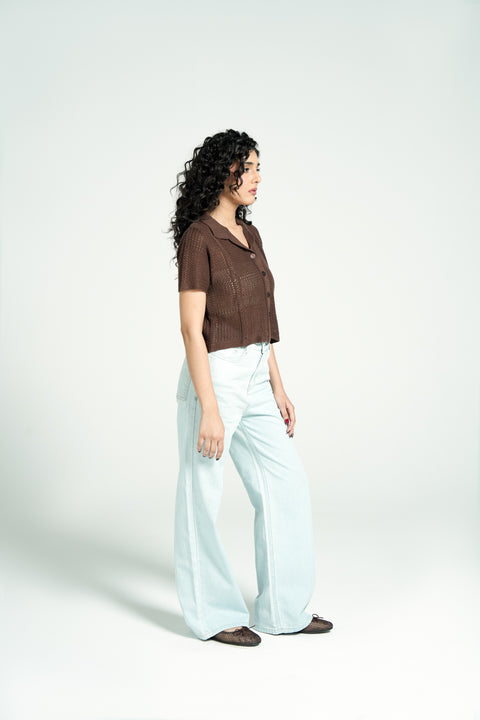 CROCHET KNIT BUTTON DOWN TOP