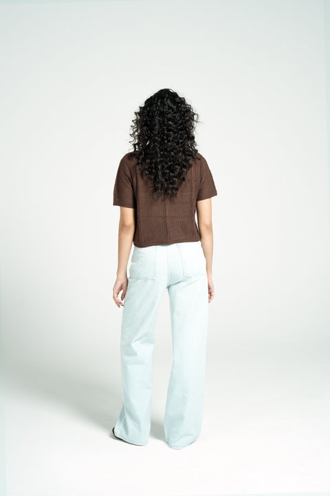 CROCHET KNIT BUTTON DOWN TOP