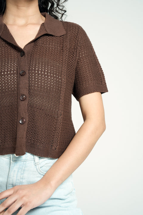 CROCHET KNIT BUTTON DOWN TOP
