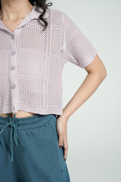 CROCHET KNIT BUTTON DOWN TOP