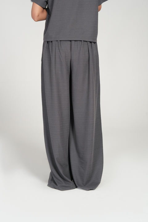 TEXTURED WIDE LEG TROUSERS