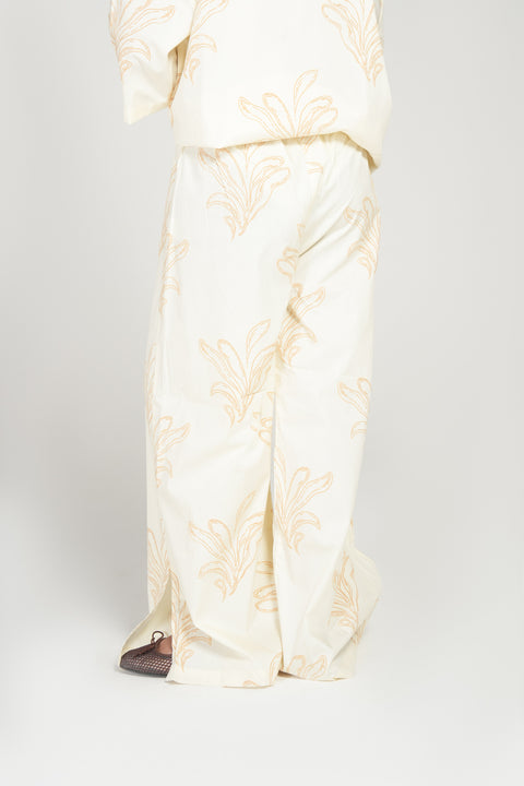 EMBOSSED PRINTED WIDE LEG TROUSERS