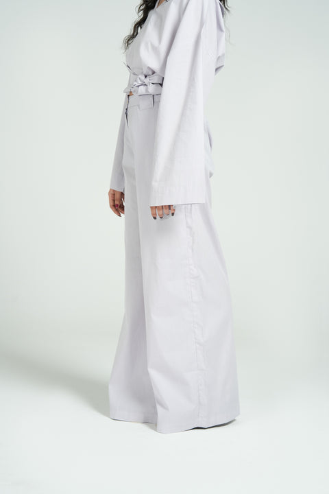 PINSTRIPED MEGA WIDE TROUSERS