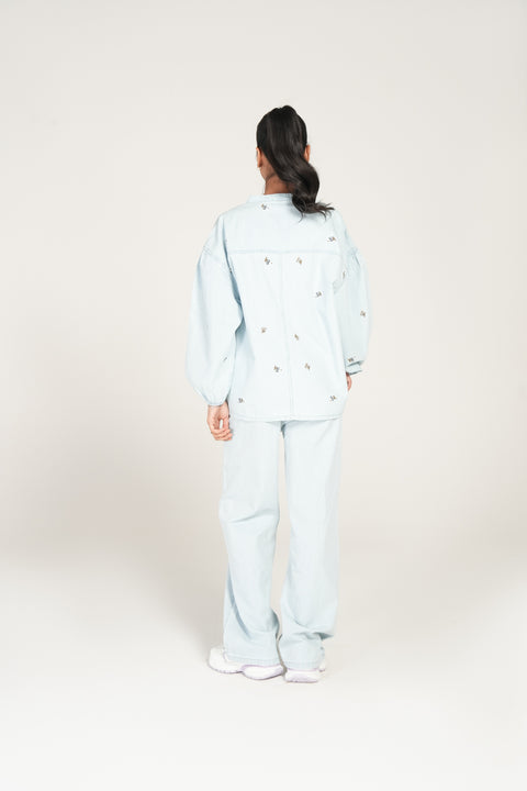 EMBROIDERED DENIM TOP