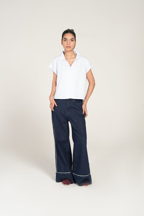 PRINTED BUTTON DOWN TOP