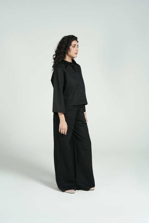 CROPPED BUTTON DOWN TOP