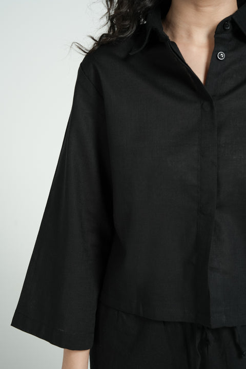 CROPPED BUTTON DOWN TOP