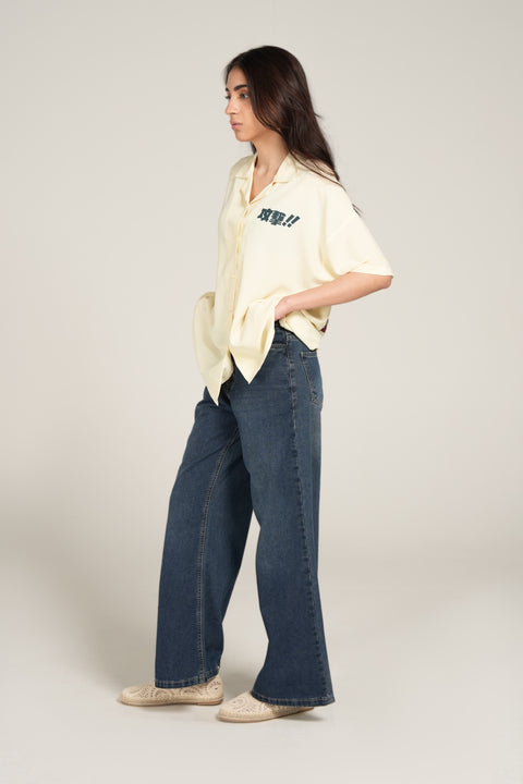 OVERSIZED PRINTED BUTTON DOWN TOP