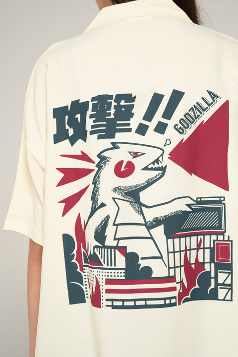 OVERSIZED PRINTED BUTTON DOWN TOP