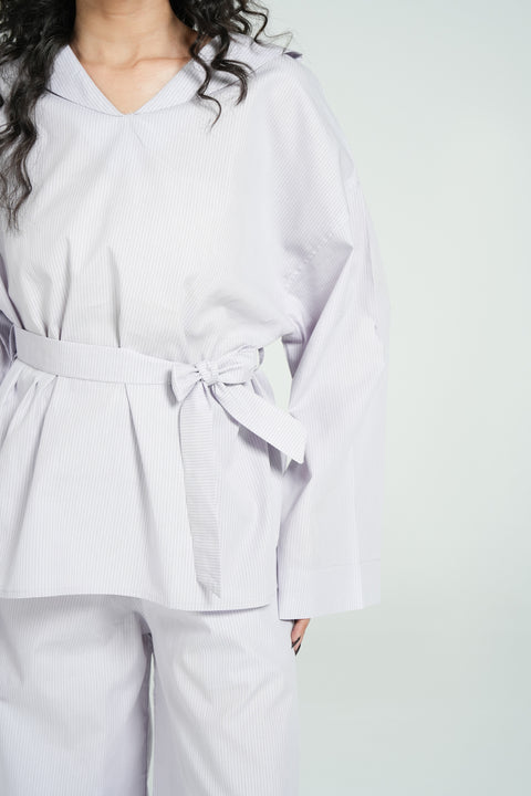 PINSTRIPED OVERSIZED TOP