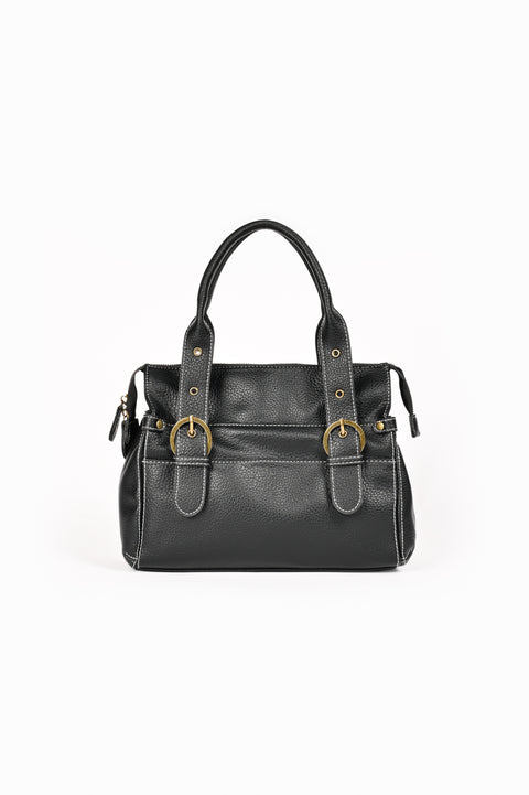 TEXTURED BUCKLE HAND BAG