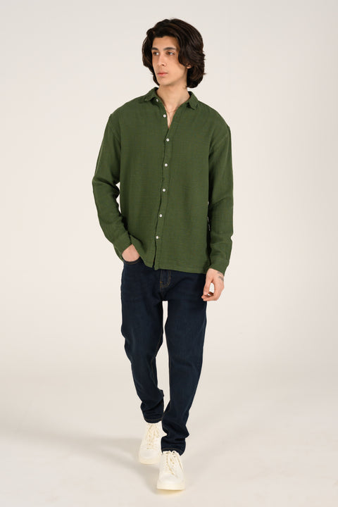 RELAXED FIT DOBBY SHIRT