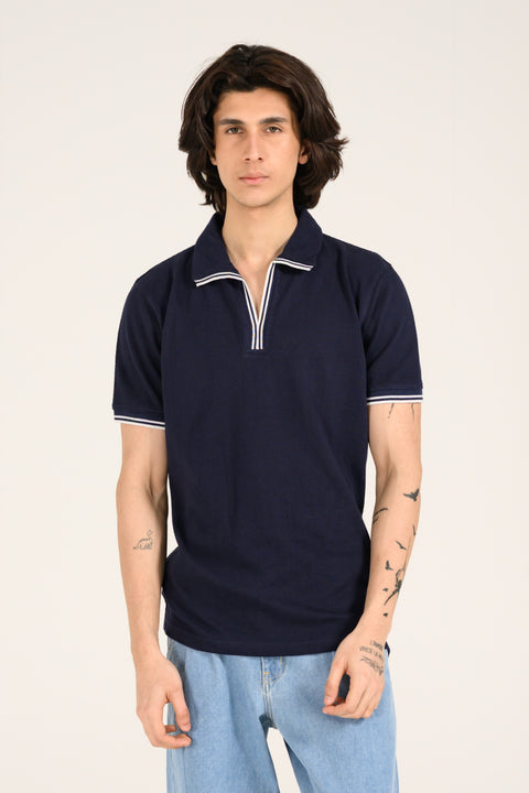 MESH POLO WITH TIPPING RIB PLACKET