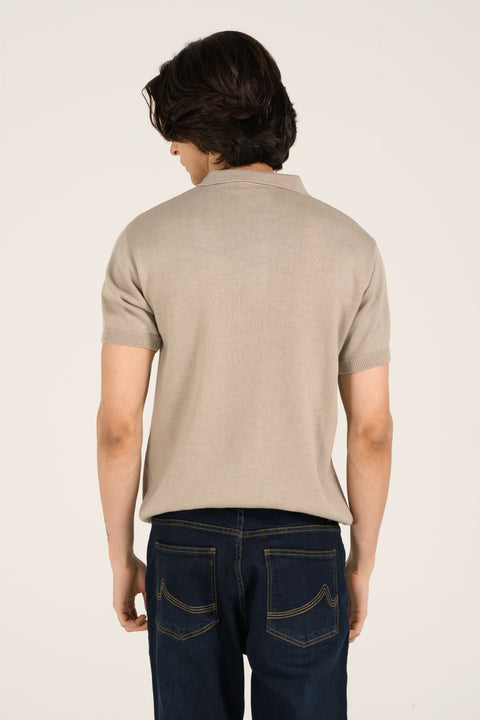 ZIP PLACKET KNITTED POLO